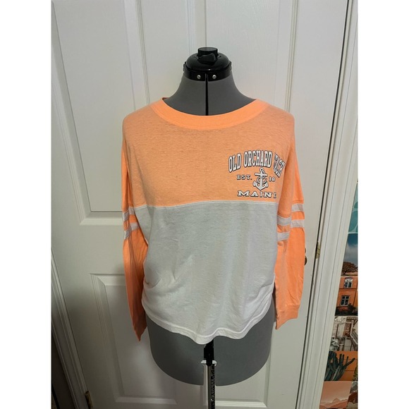 Old Orchard Beach bright peach, long sleeve heather top - Picture 1 of 4
